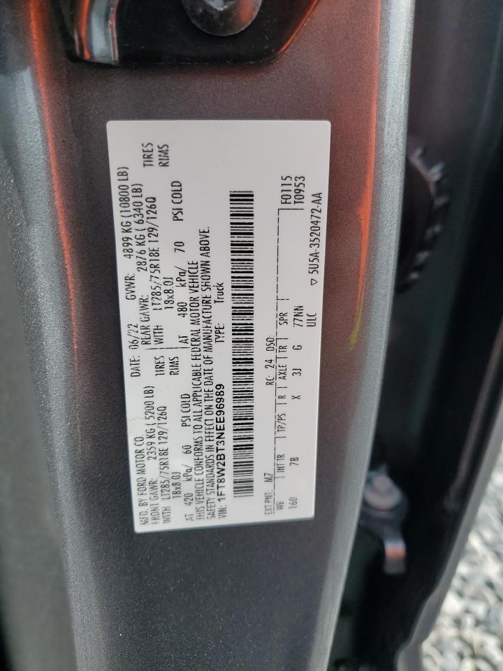 2022 Ford F250 Super Duty VIN: 1FT8W2BT3NEE96989 Lot: 90006825