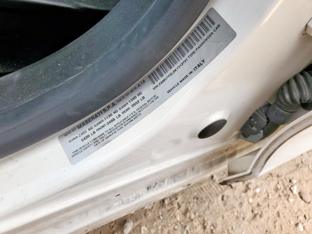 2019 Maserati Ghibli S VIN: ZAM57YSL0K1312741 Lot: 91598775