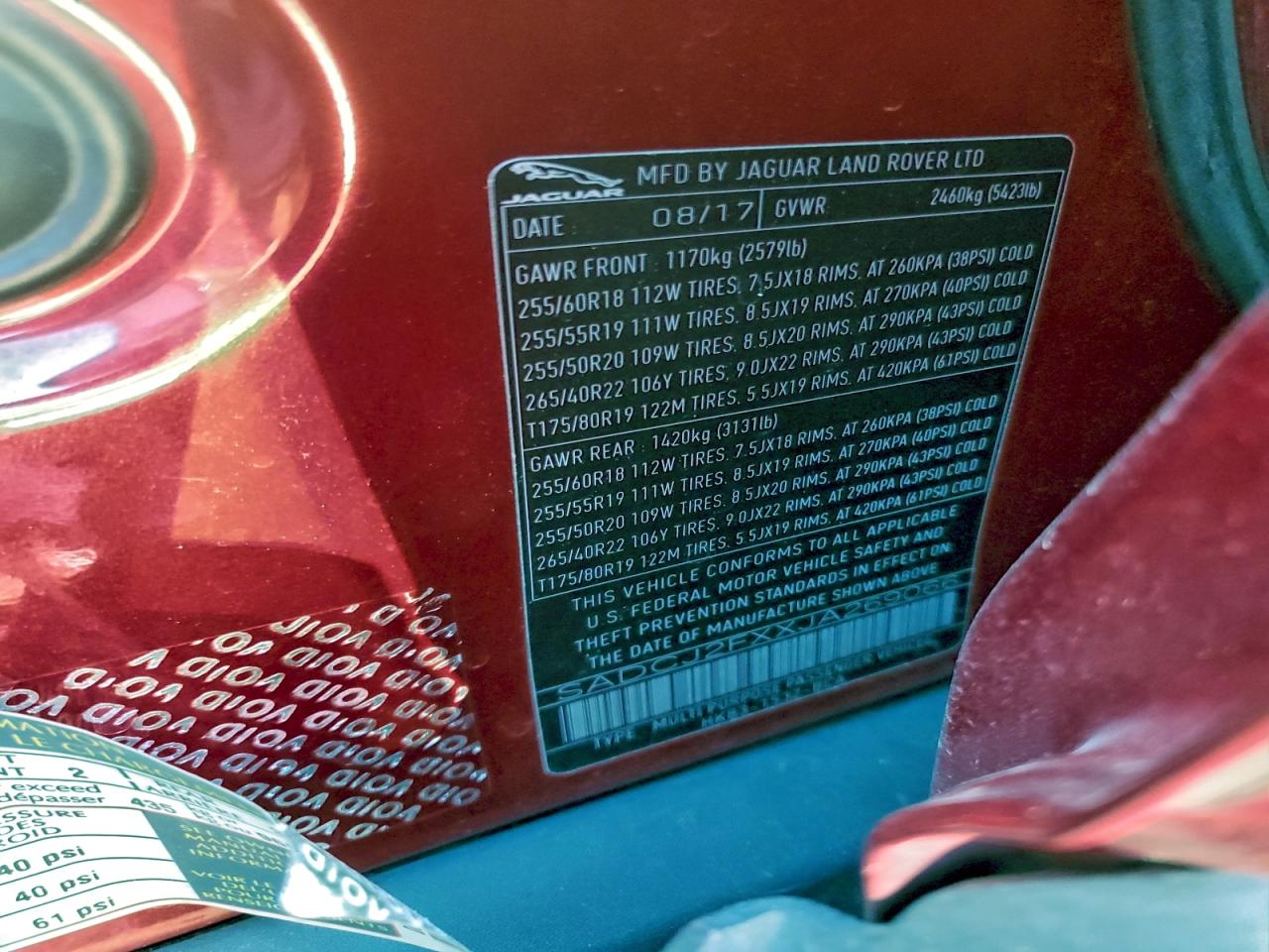 2018 Jaguar F-Pace Premium VIN: SADCJ2FXXJA269066 Lot: 94127455