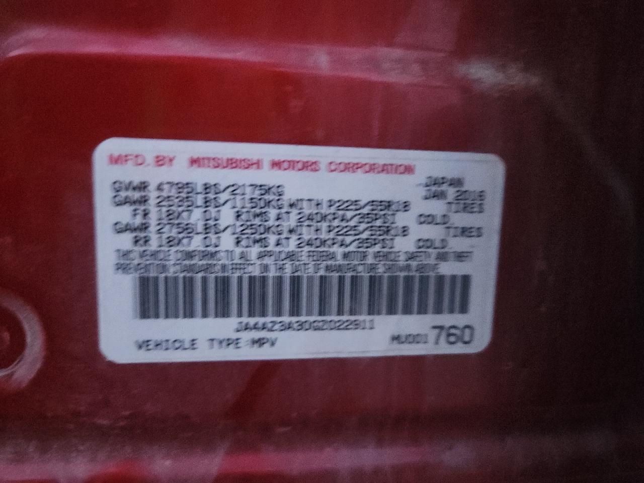 2016 Mitsubishi Outlander Se VIN: JA4AZ3A30GZ022911 Lot: 91073635