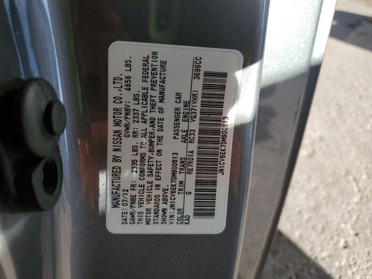 2013 Infiniti G37 Journey VIN: JN1CV6EK7DM900813 Lot: 93309625