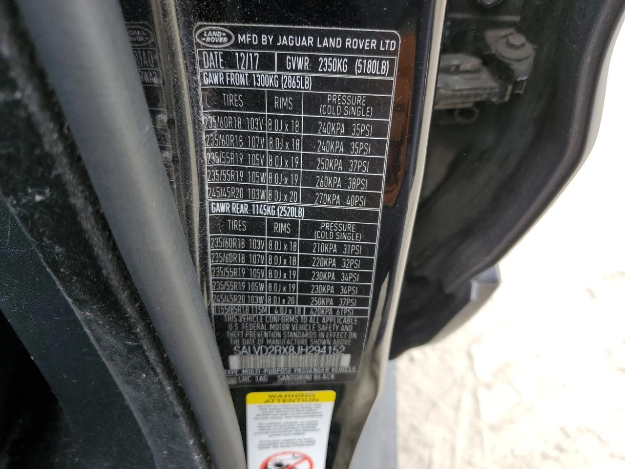 2018 Land Rover Range Rover Evoque Hse Dynamic VIN: SALVD2RX8JH294152 Lot: 91518455