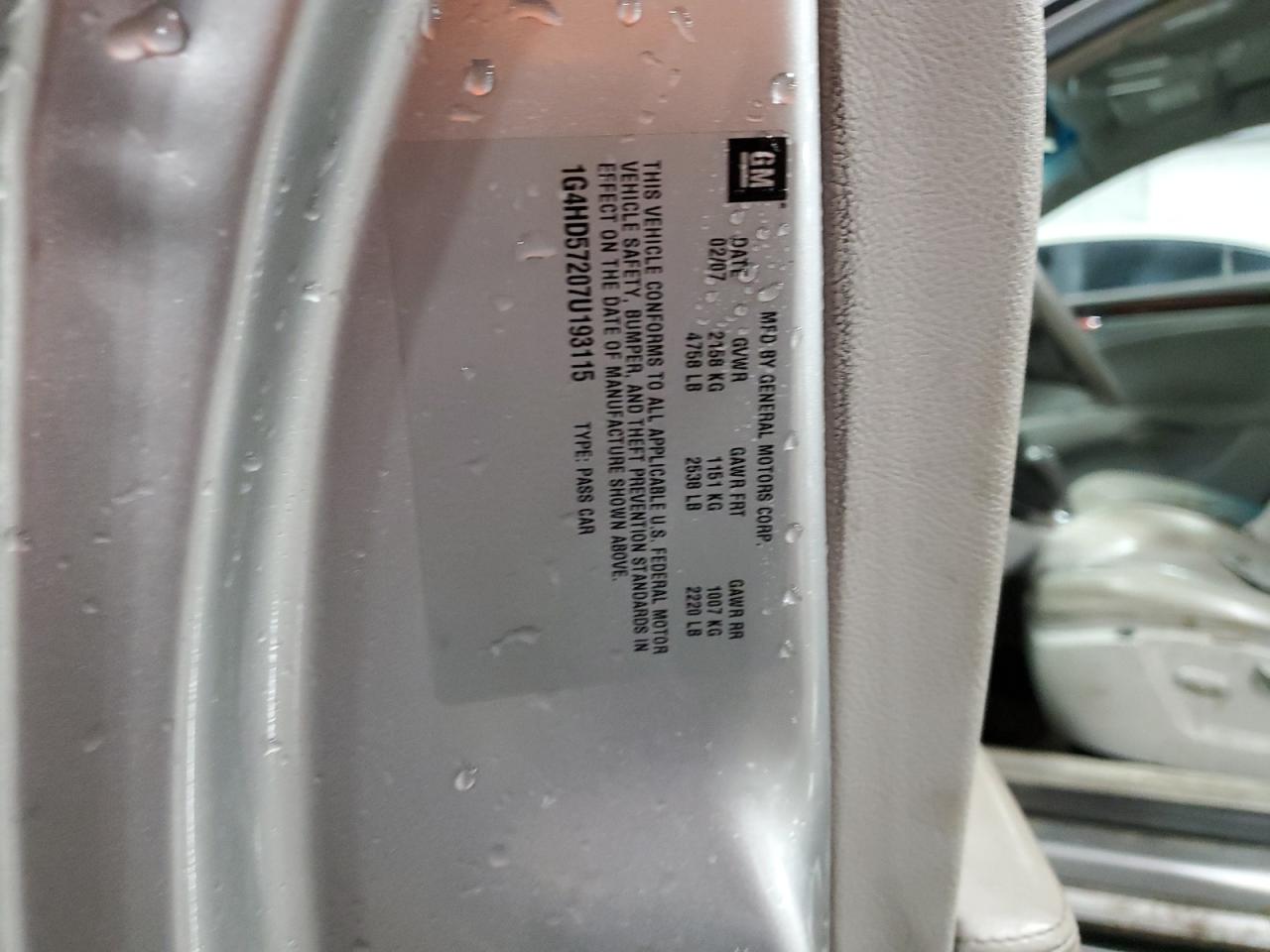 2007 Buick Lucerne Cxl VIN: 1G4HD57207U193115 Lot: 92624835