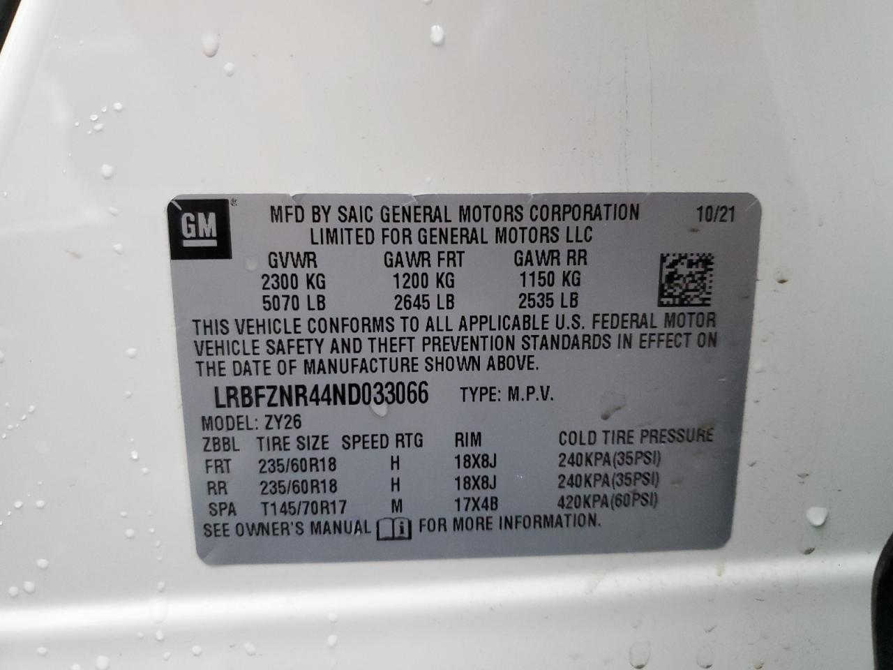 2022 Buick Envision Essence VIN: LRBFZNR44ND033066 Lot: 92716945