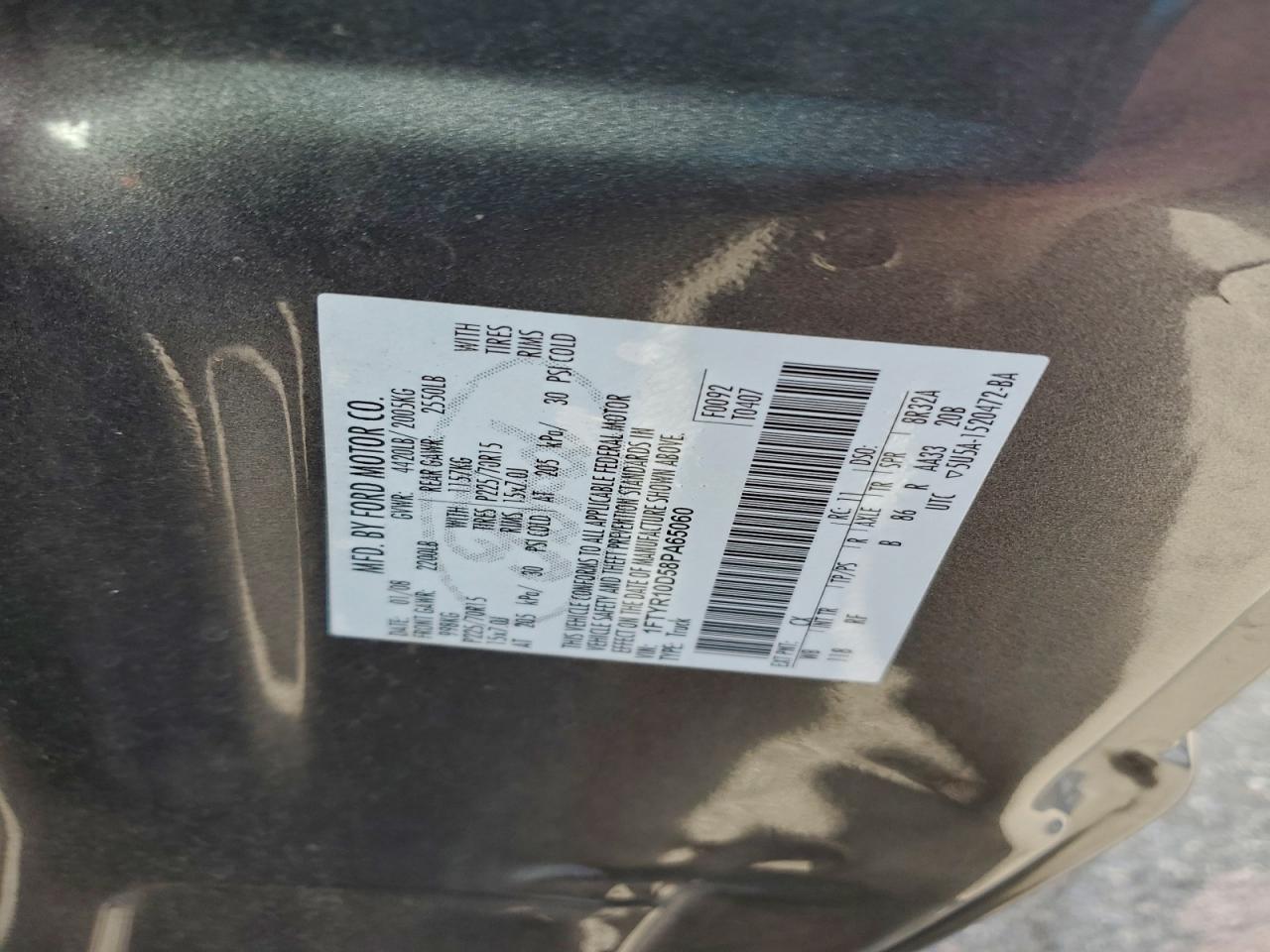 2008 Ford Ranger VIN: 1FTYR10D58PA65060 Lot: 93903265