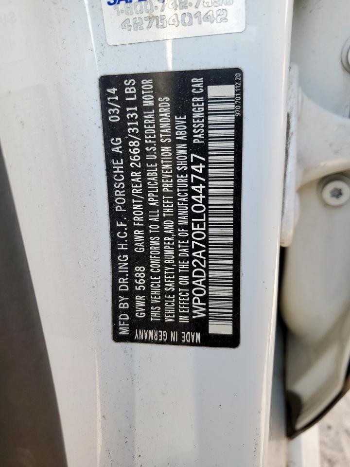 2014 Porsche Panamera S Hybrid VIN: WP0AD2A70EL044747 Lot: 92244395