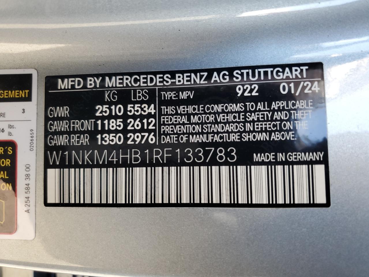 2024 Mercedes-Benz Glc 300 4Matic VIN: W1NKM4HB1RF133783 Lot: 93416375