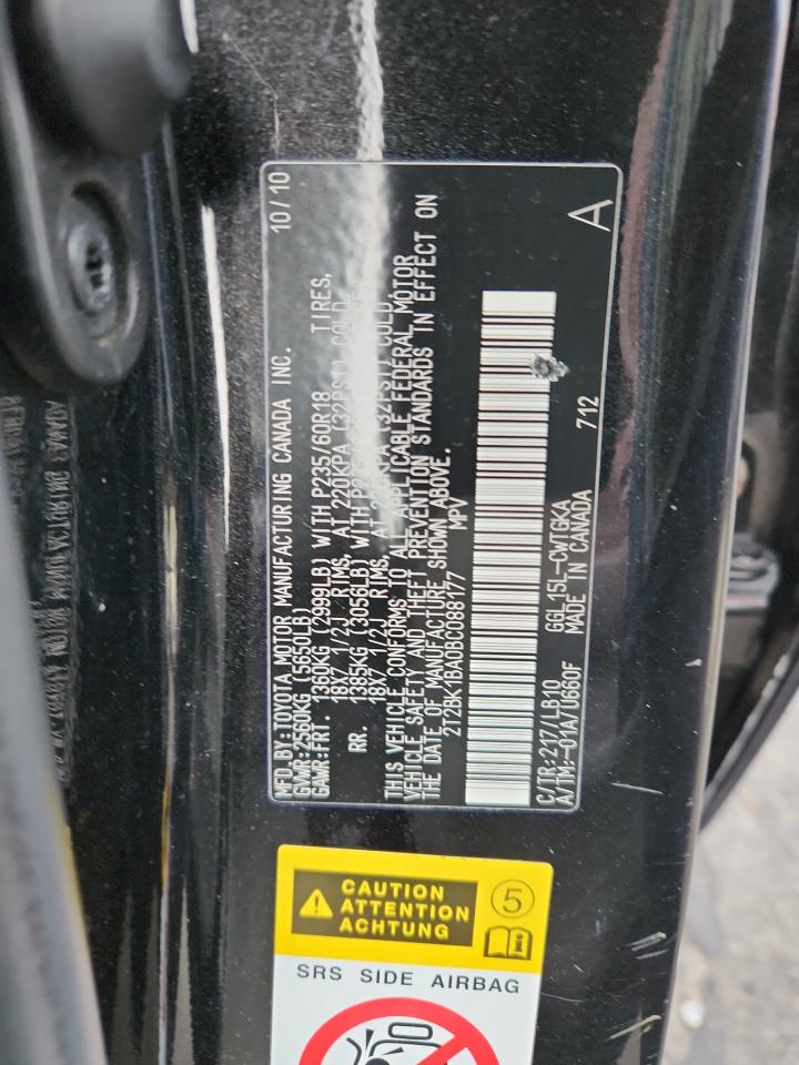 2011 Lexus Rx 350 VIN: 2T2BK1BA0BC088177 Lot: 91039745