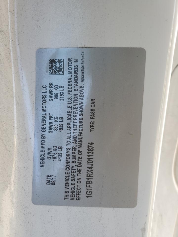 2018 Chevrolet Camaro Lt VIN: 1G1FB1RX4J0113874 Lot: 91620775