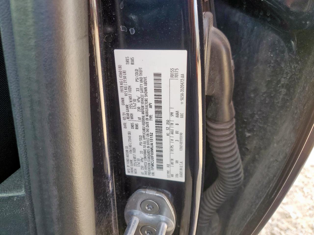 2021 Ford Escape S VIN: 1FMCU0F69MUA15152 Lot: 93277715