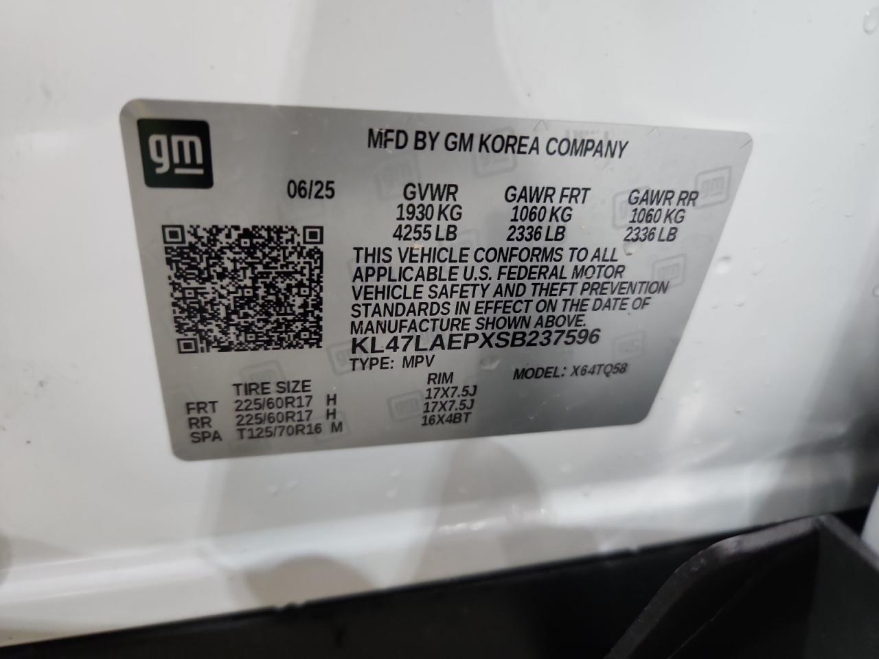 2025 Buick Envista Preferred VIN: KL47LAEPXSB237596 Lot: 91647015