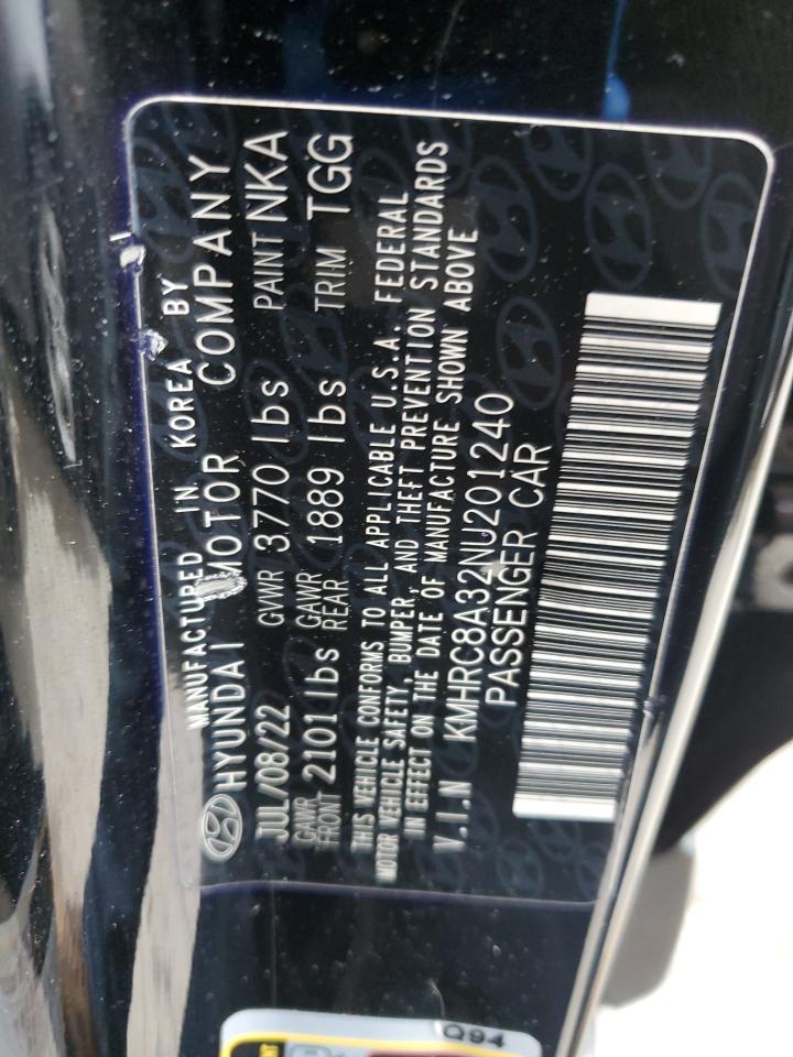 2022 Hyundai Venue Sel VIN: KMHRC8A32NU201240 Lot: 92688855