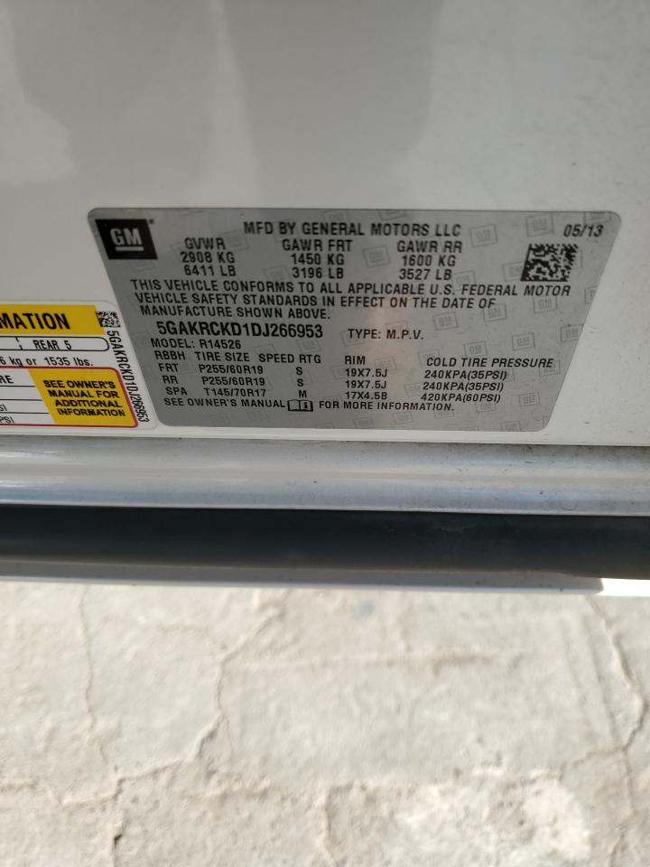 2013 Buick Enclave VIN: 5GAKRCKD1DJ266953 Lot: 91224865