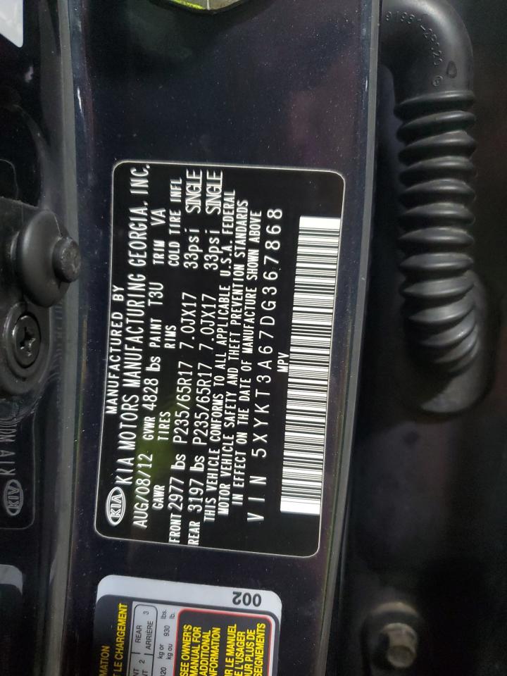 2013 Kia Sorento Lx VIN: 5XYKT3A67DG367868 Lot: 93714875