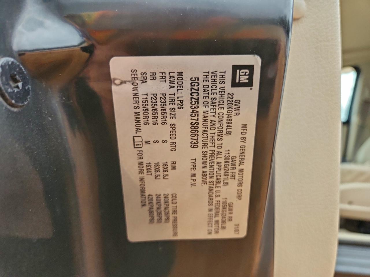 2007 Saturn Vue VIN: 5GZCZ53457S866739 Lot: 94551495