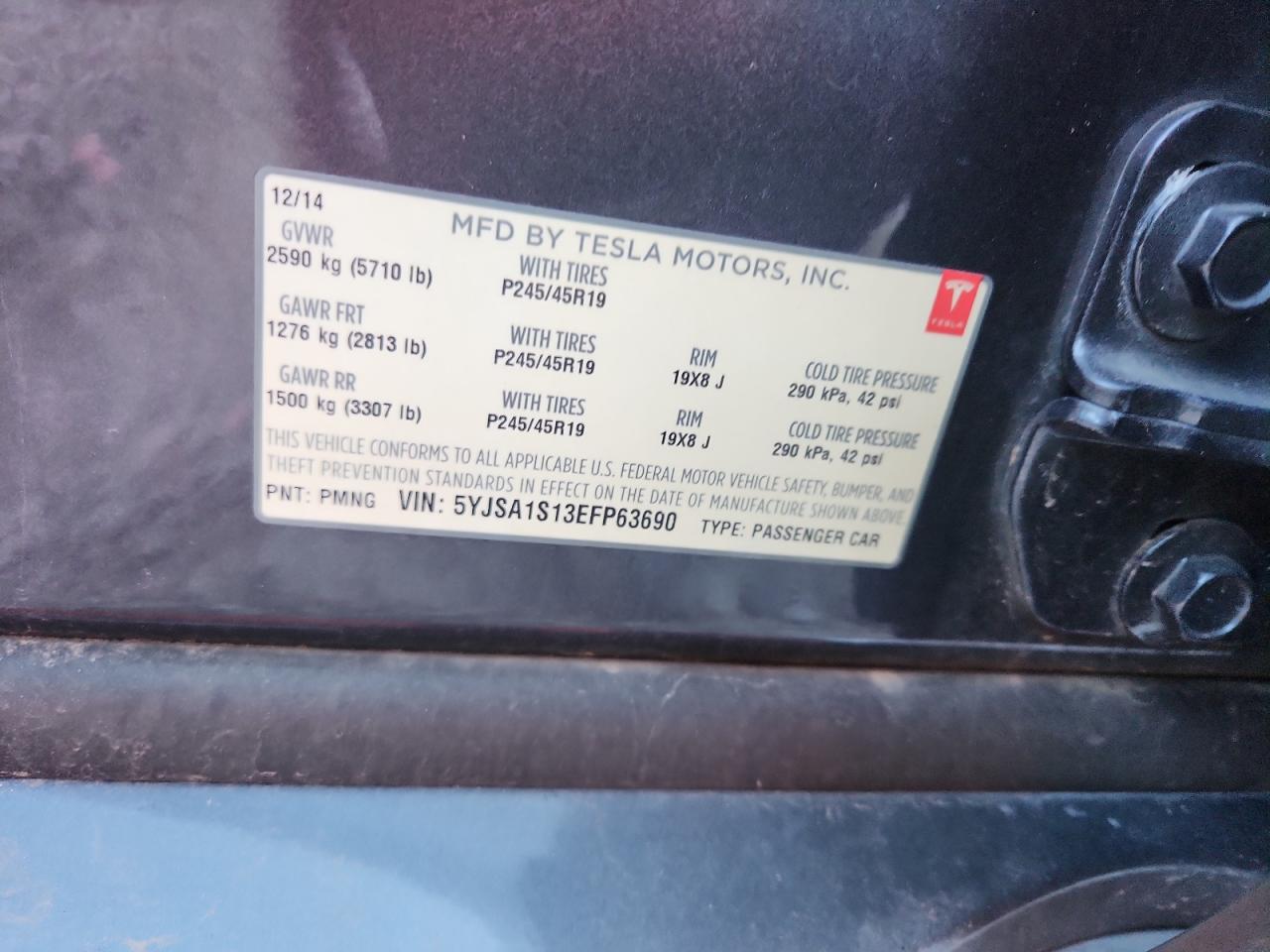 2014 Tesla Model S VIN: 5YJSA1S13EFP63690 Lot: 90750545