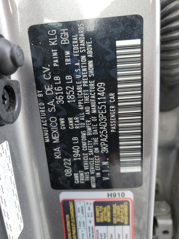 2023 Kia Rio S VIN: 3KPA25AD3PE511409 Lot: 92414645