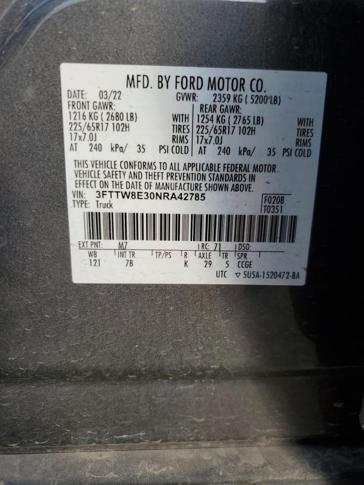 2022 Ford Maverick Xl VIN: 3FTTW8E30NRA42785 Lot: 90788715