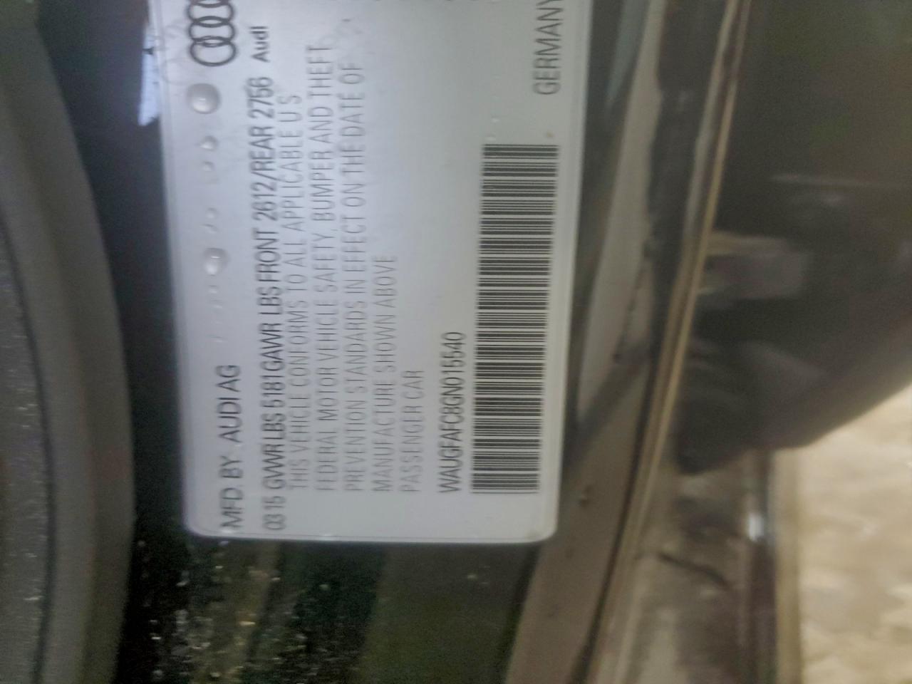 2016 Audi A6 Premium Plus VIN: WAUGFAFC8GN015540 Lot: 93881775