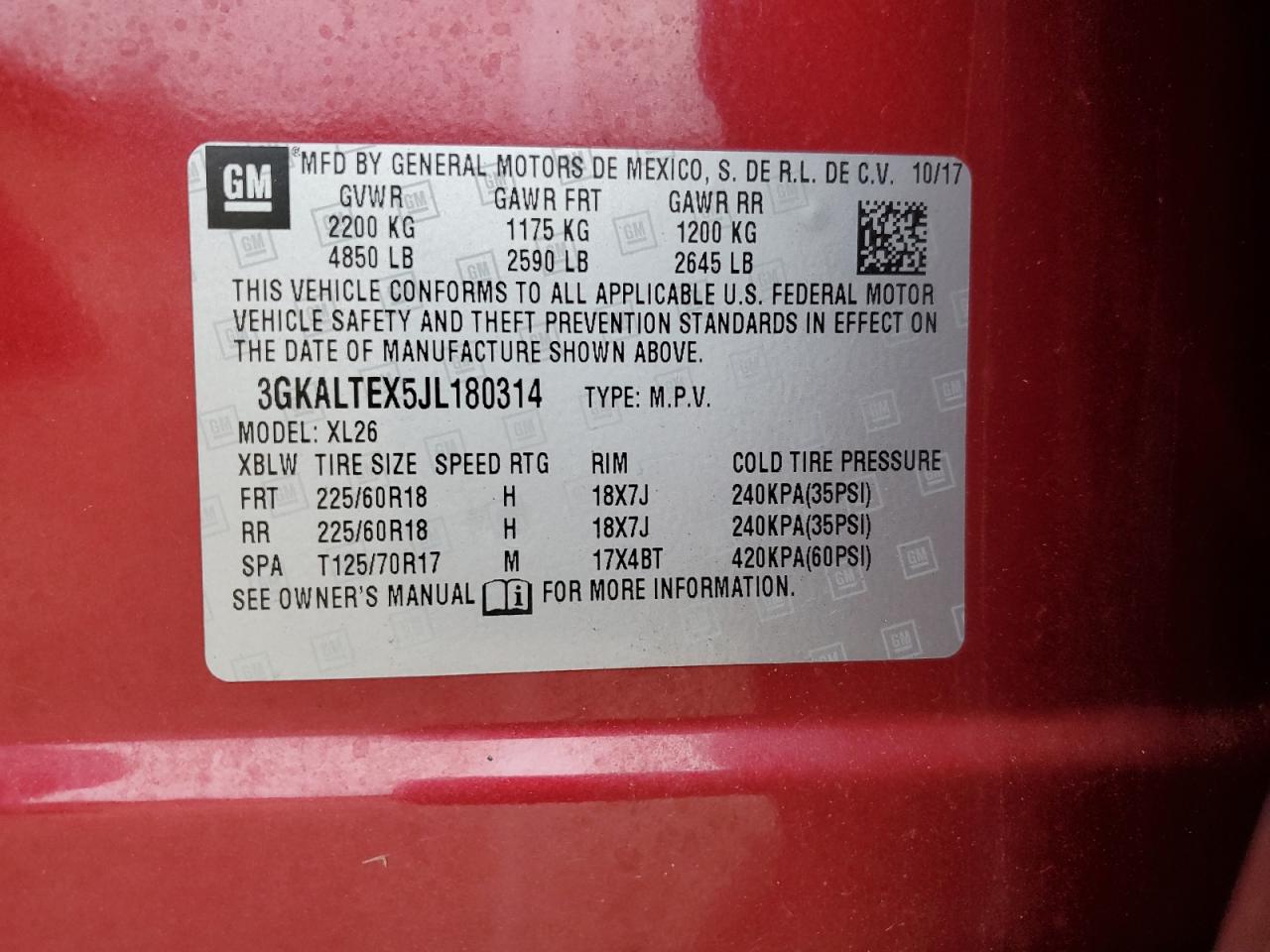 2018 GMC Terrain Sle VIN: 3GKALTEX5JL180314 Lot: 90883815