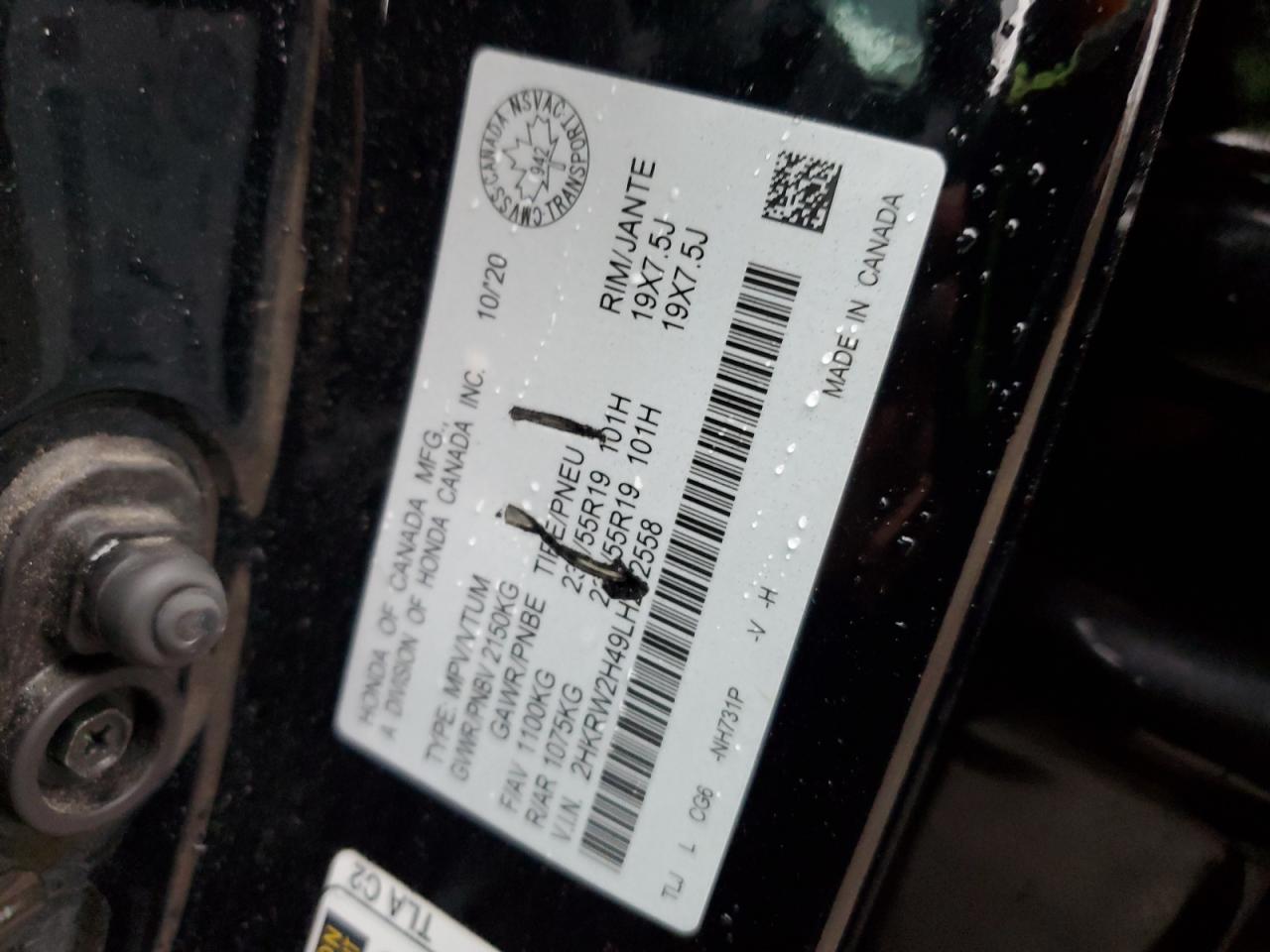 2020 Honda Cr-V Sport VIN: 2HKRW2H49LH242558 Lot: 91038195