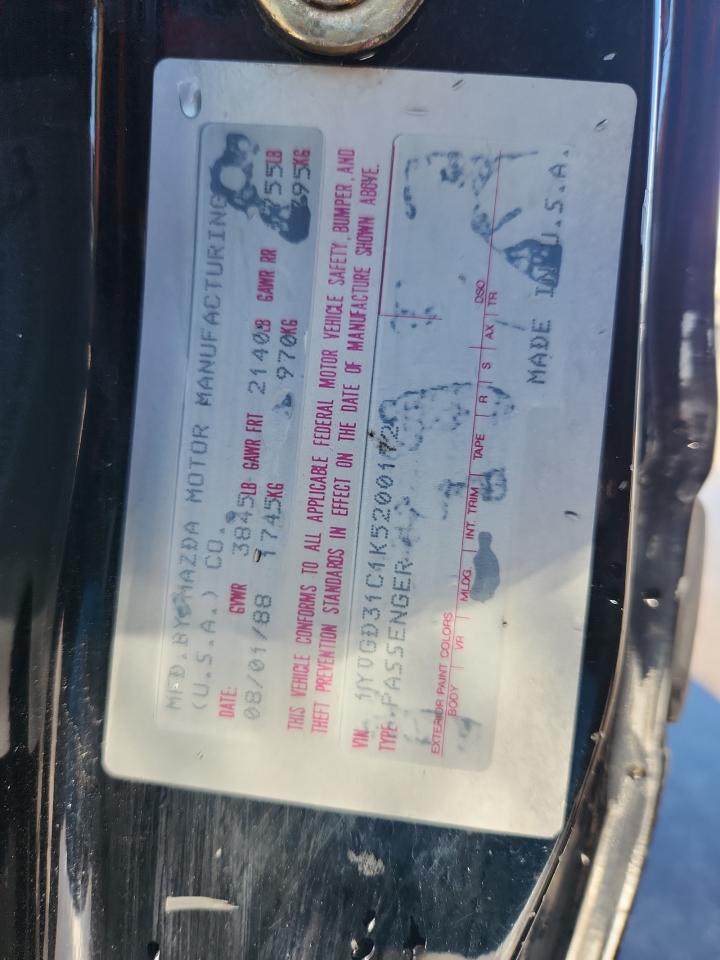 1989 Mazda Mx-6 Gt VIN: 1YVGD31C1K5200172 Lot: 92918655