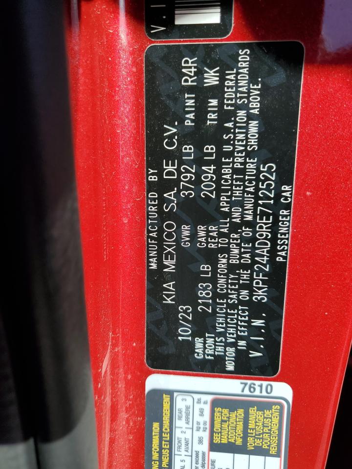 2024 Kia Forte Lx VIN: 3KPF24AD9RE712525 Lot: 92583135