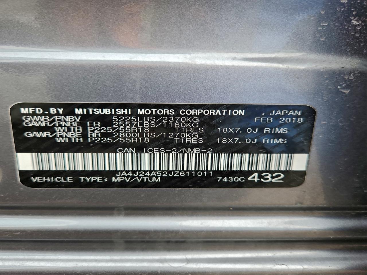 2018 Mitsubishi Outlander Se VIN: JA4J24A52JZ611011 Lot: 94522935