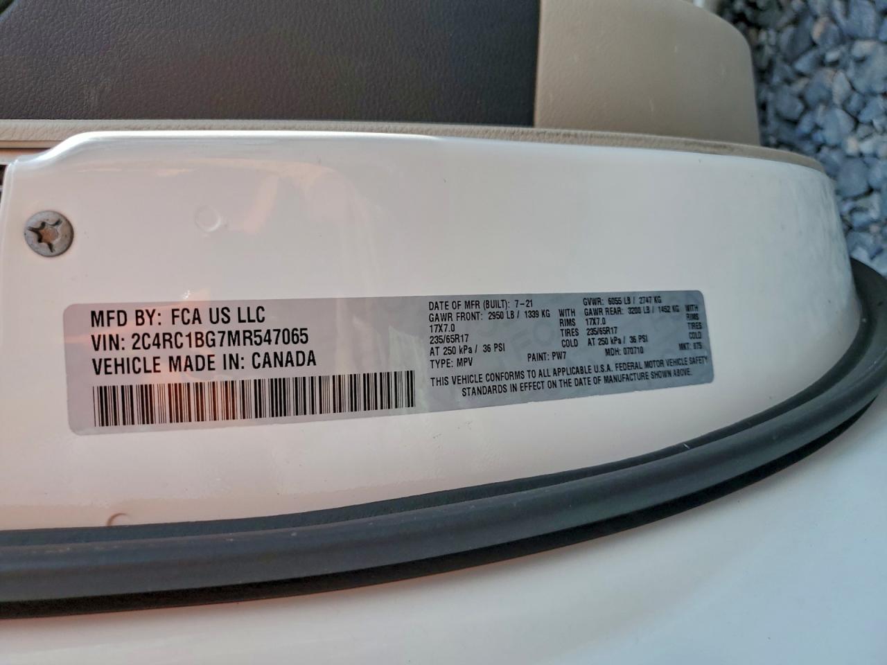 2021 Chrysler Pacifica Touring L VIN: 2C4RC1BG7MR547065 Lot: 94310005