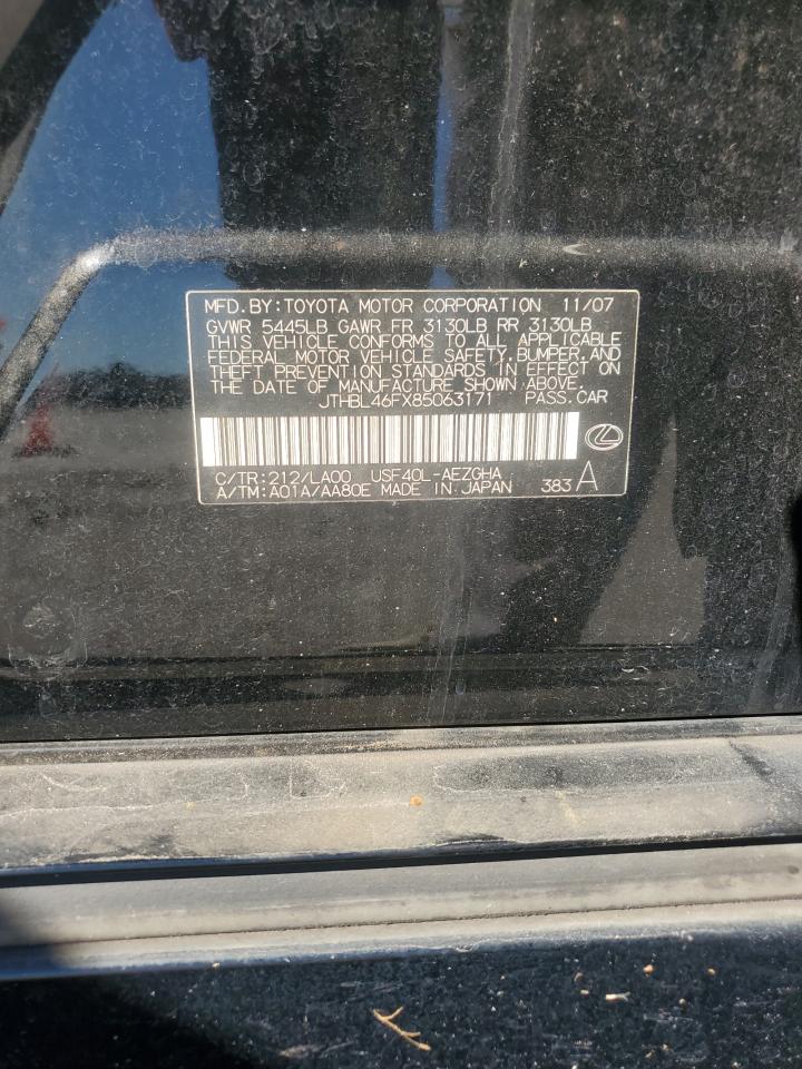 2008 Lexus Ls 460 VIN: JTHBL46FX85063171 Lot: 92403125