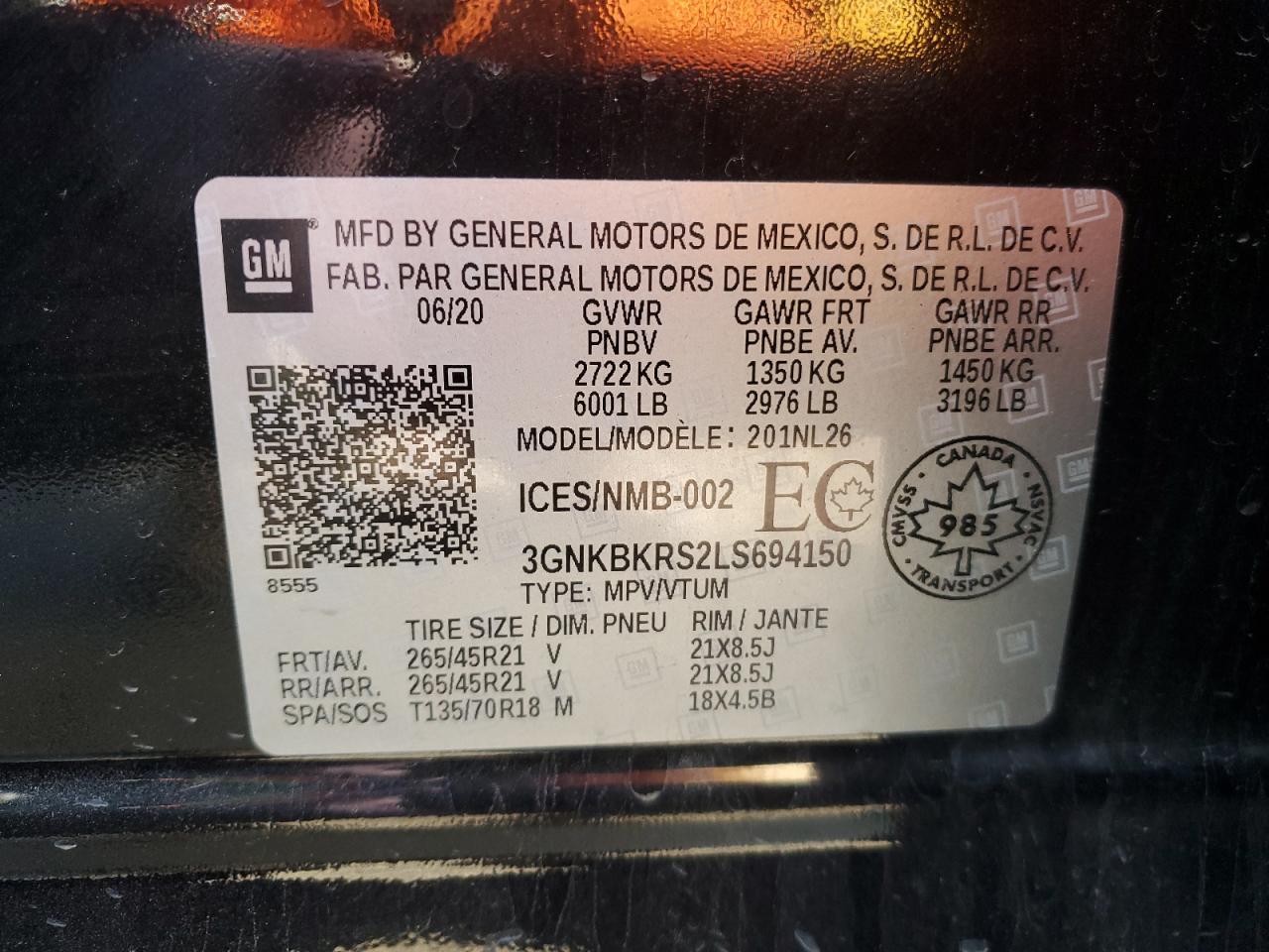 2020 Chevrolet Blazer Rs VIN: 3GNKBKRS2LS694150 Lot: 92245705