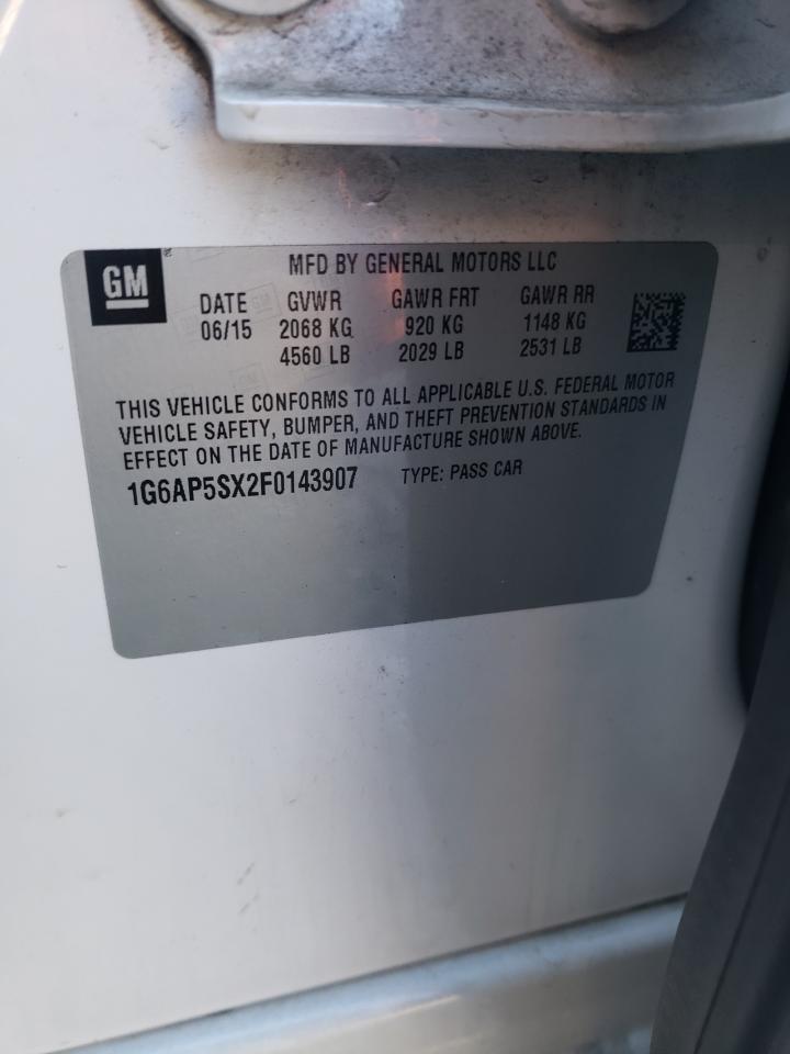 2015 Cadillac Cts VIN: 1G6AP5SX2F0143907 Lot: 91597435