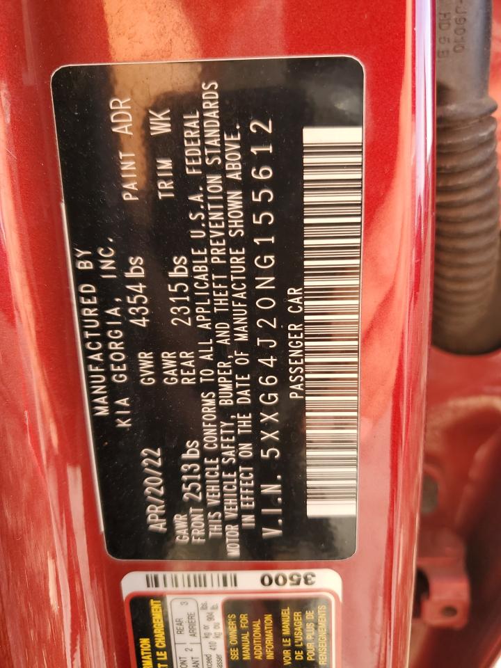 2022 Kia K5 Gt Line VIN: 5XXG64J20NG155612 Lot: 92286675