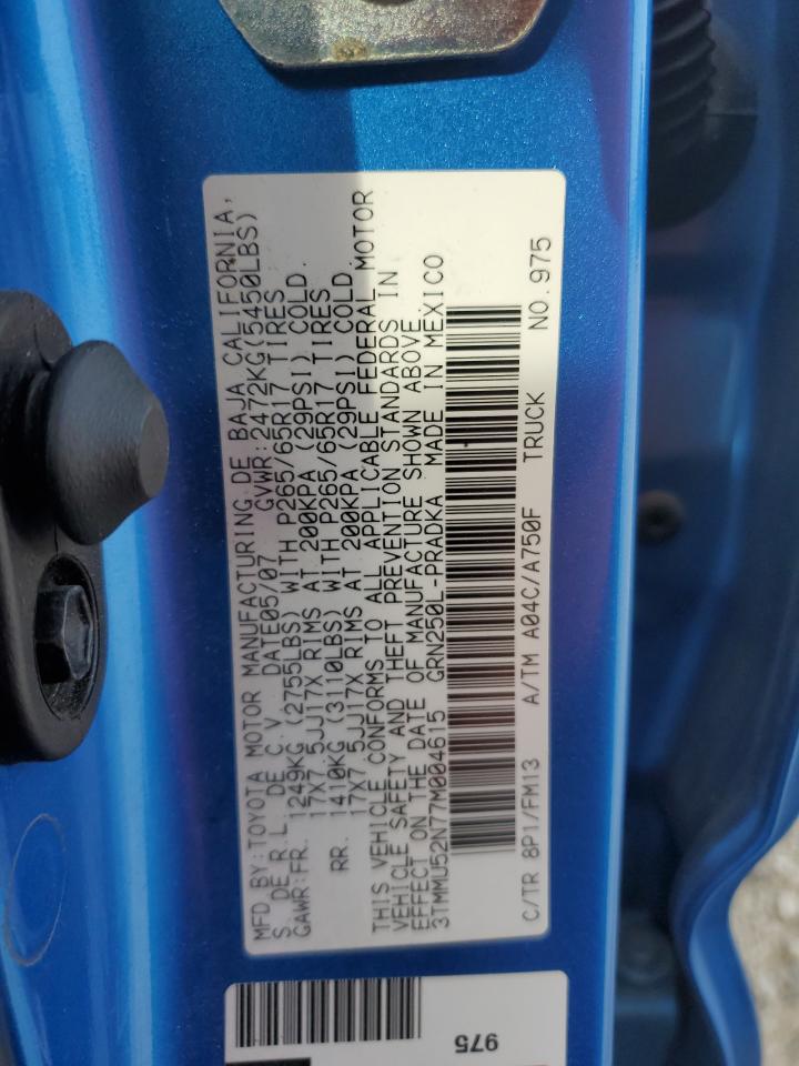 2007 Toyota Tacoma Double Cab Long Bed VIN: 3TMMU52N77M004615 Lot: 93505995