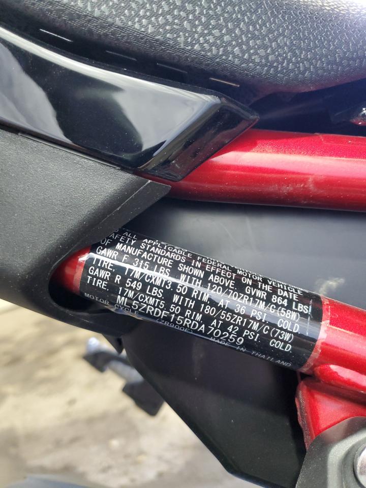 2024 Kawasaki Zr900 F VIN: ML5ZRDF15RDA70259 Lot: 91625995