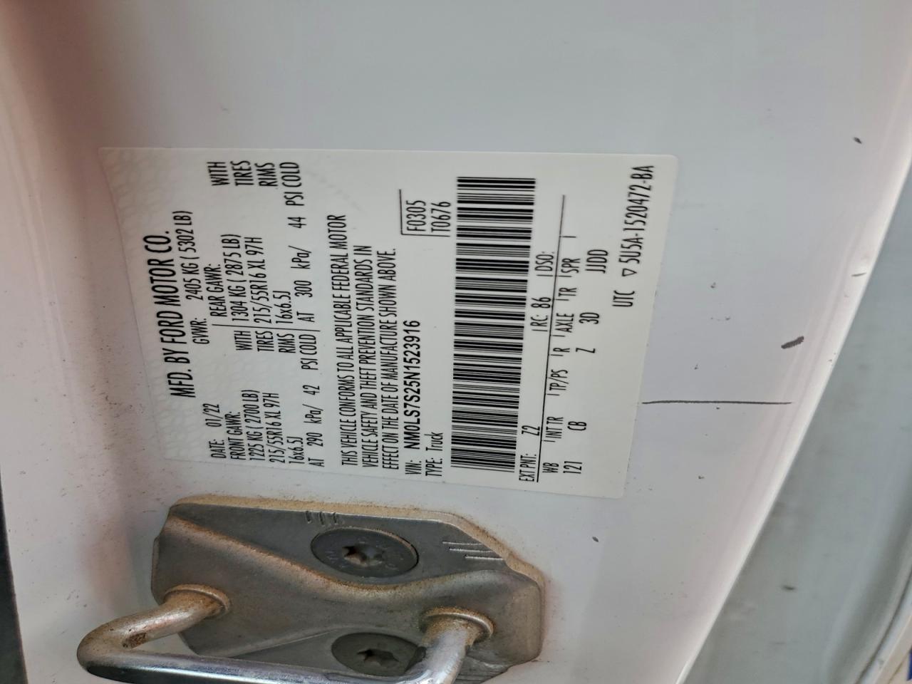 2022 Ford Transit Connect Xl VIN: NM0LS7S25N1523916 Lot: 93842855