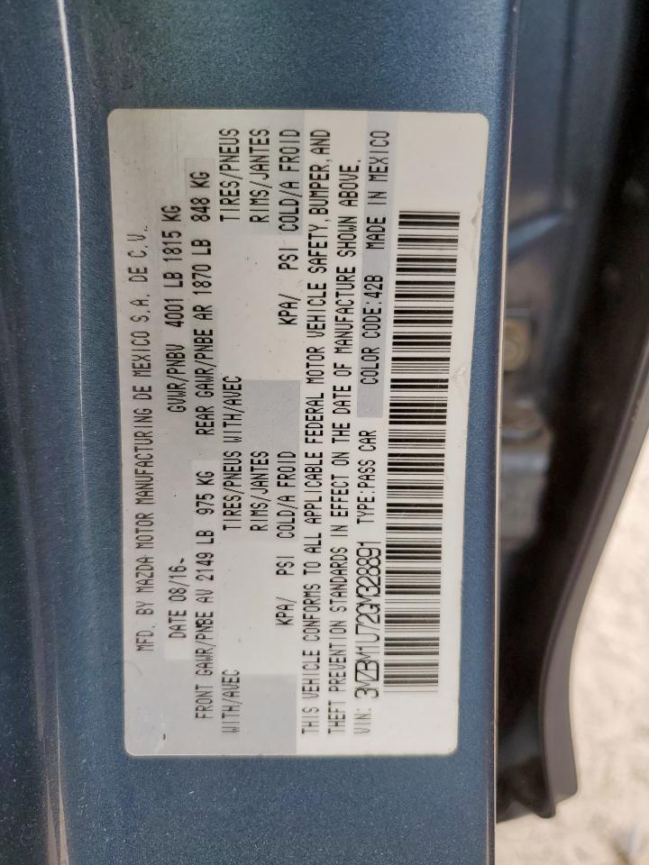 2016 Mazda 3 Sport VIN: 3MZBM1U72GM328891 Lot: 93346095