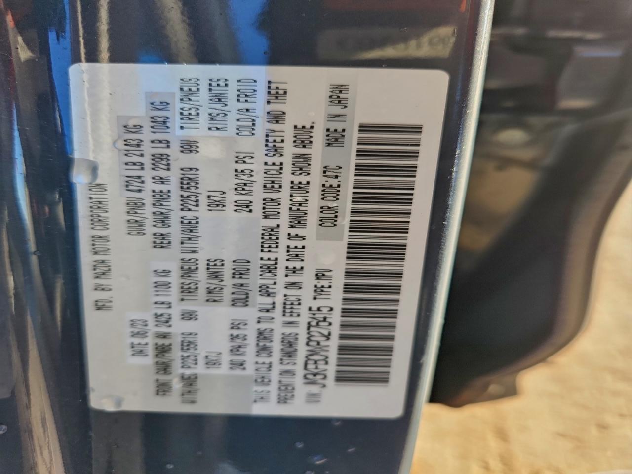 2023 Mazda Cx-5 Preferred VIN: JM3KFBCMXP0276415 Lot: 94412255