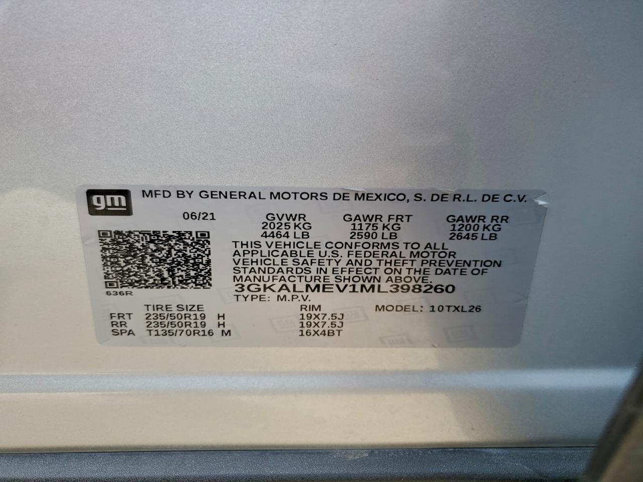 2021 GMC Terrain Sle VIN: 3GKALMEV1ML398260 Lot: 93904035