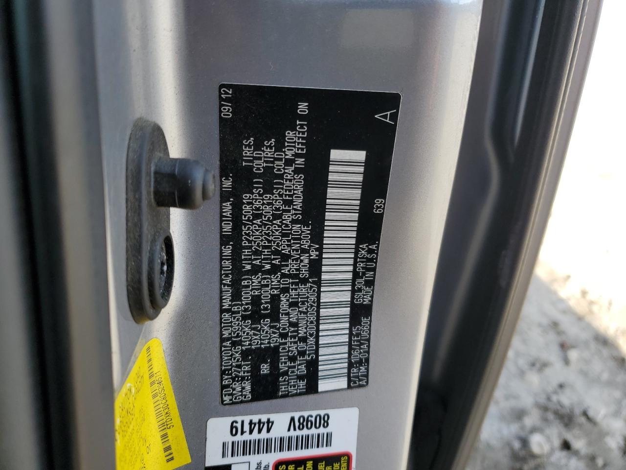 2013 Toyota Sienna Sport VIN: 5TDXK3DC8DS290571 Lot: 92695475