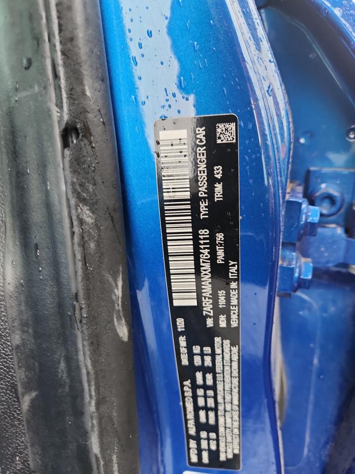 2021 Alfa Romeo Giulia Sport VIN: ZARFAMANXM7641118 Lot: 93880375