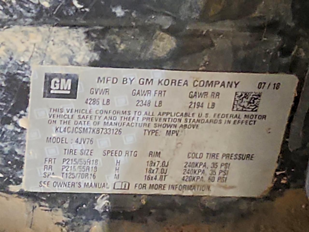 2019 Buick Encore Essence VIN: KL4CJCSM7KB733126 Lot: 93854475