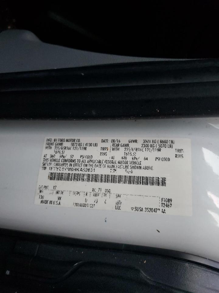 2017 Ford Transit T-150 Delivery Van VIN: 1FTYE1YM8HKA02631 Lot: 92755075