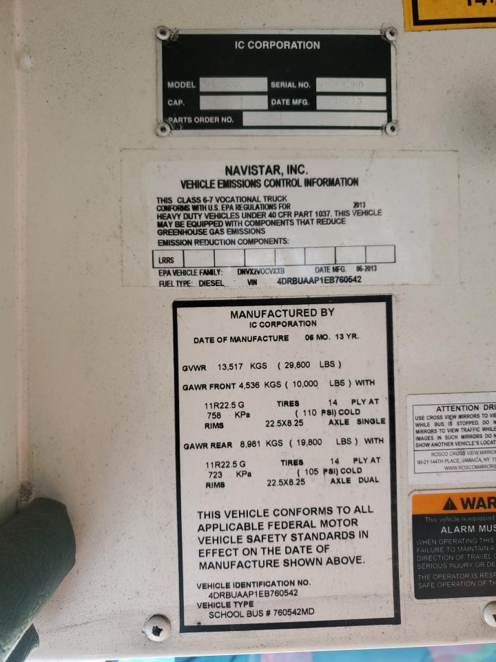 2014 Ic Corporation 3000 Ce VIN: 4DRBUAAP1EB760542 Lot: 84300685