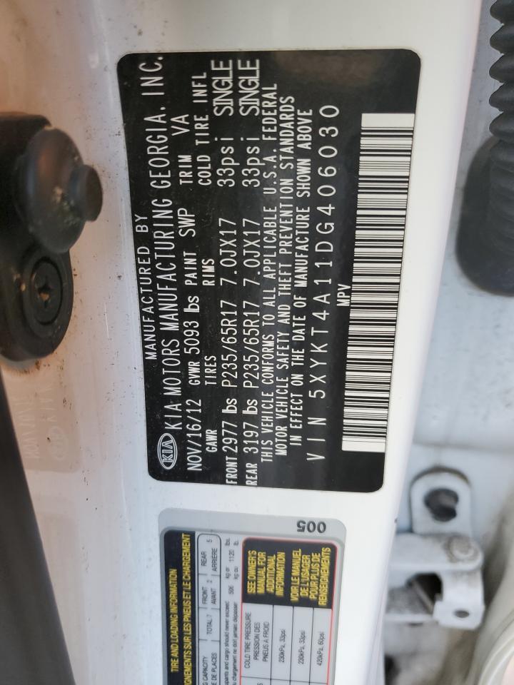 2013 Kia Sorento Lx VIN: 5XYKT4A11DG406030 Lot: 92887925