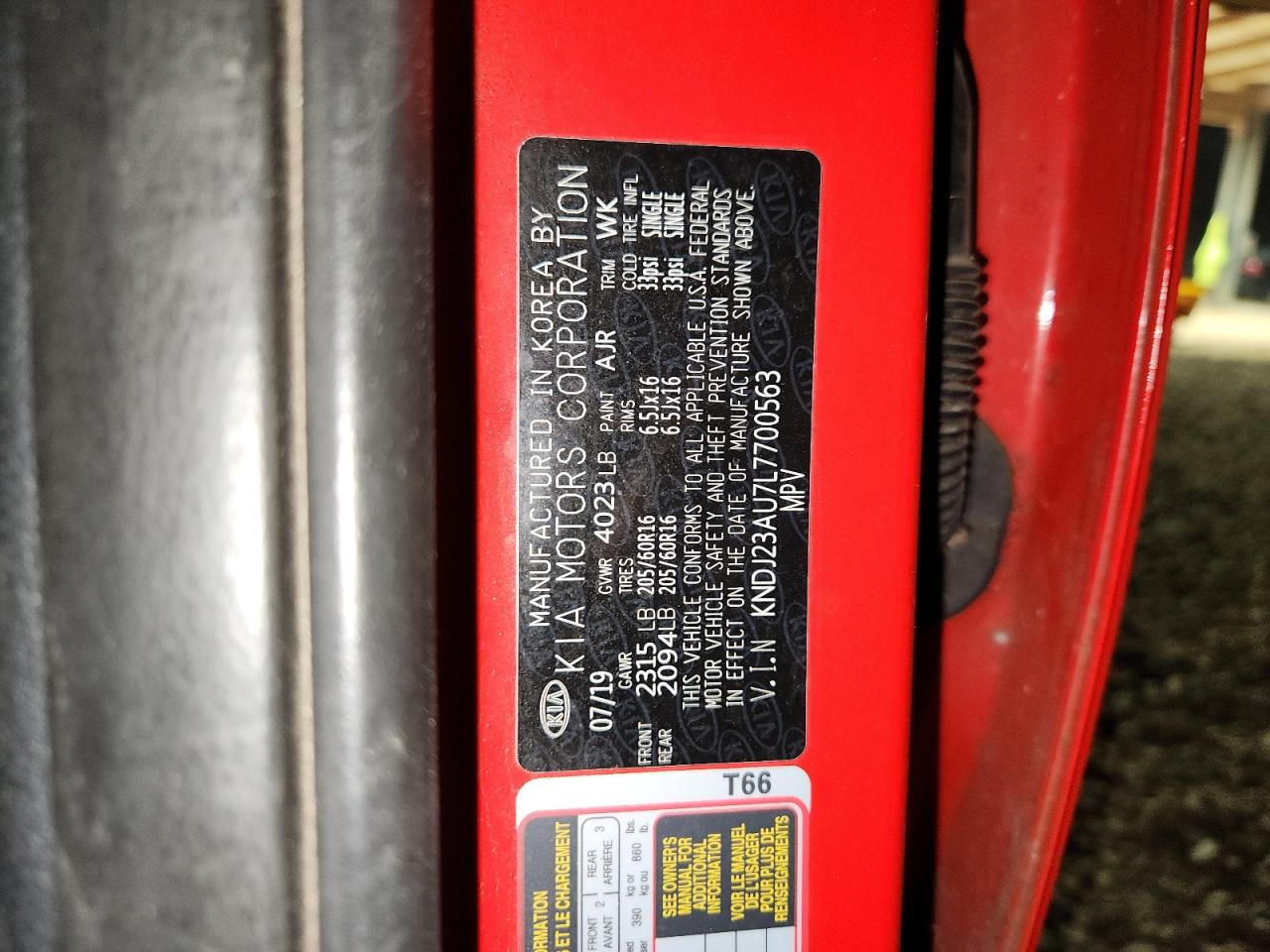 2020 Kia Soul Lx VIN: KNDJ23AU7L7700563 Lot: 92933535