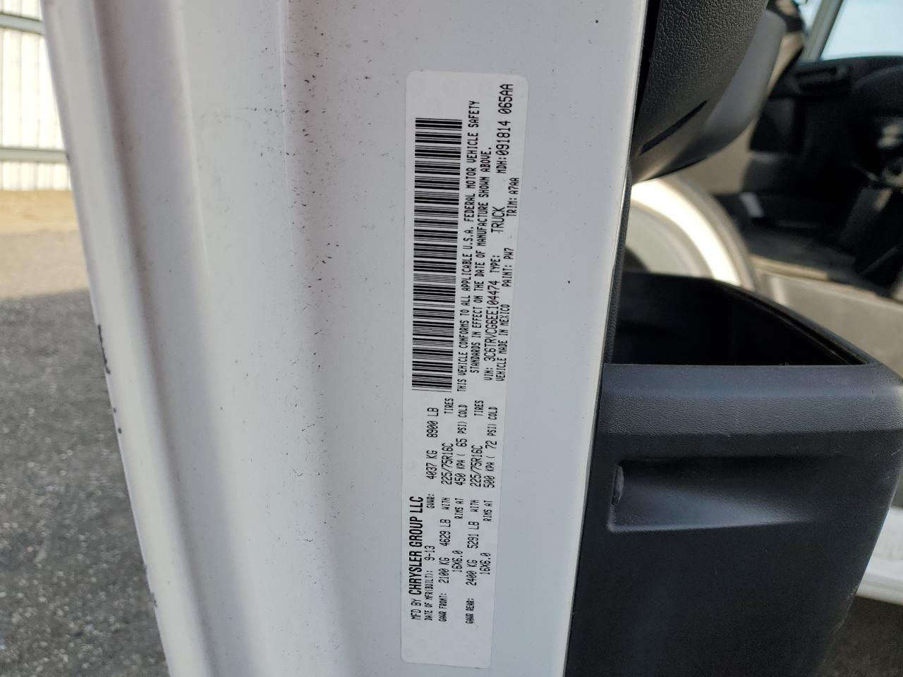 2014 Ram Promaster 2500 Delivery Van VIN: 3C6TRVCG6EE104474 Lot: 91460685