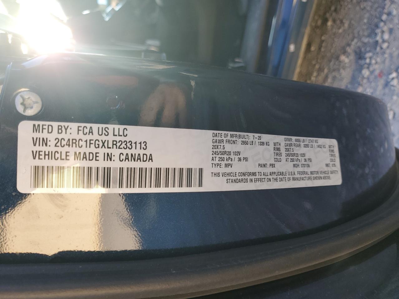 2020 Chrysler Pacifica Touring VIN: 2C4RC1FGXLR233113 Lot: 93093925