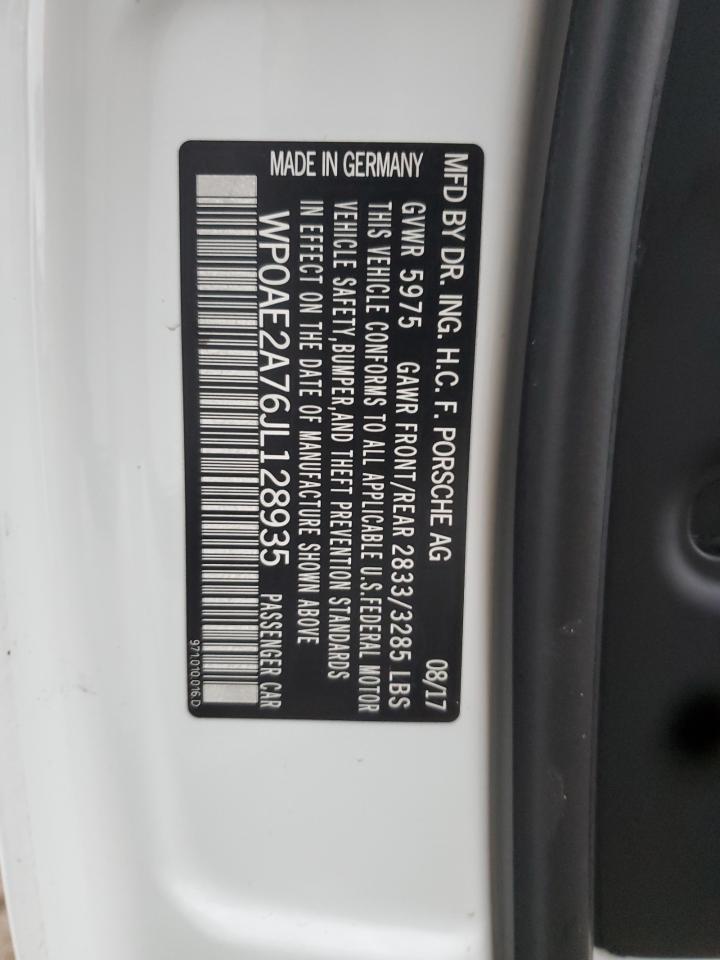 2018 Porsche Panamera 4 E-Hybrid VIN: WP0AE2A76JL128935 Lot: 93128805