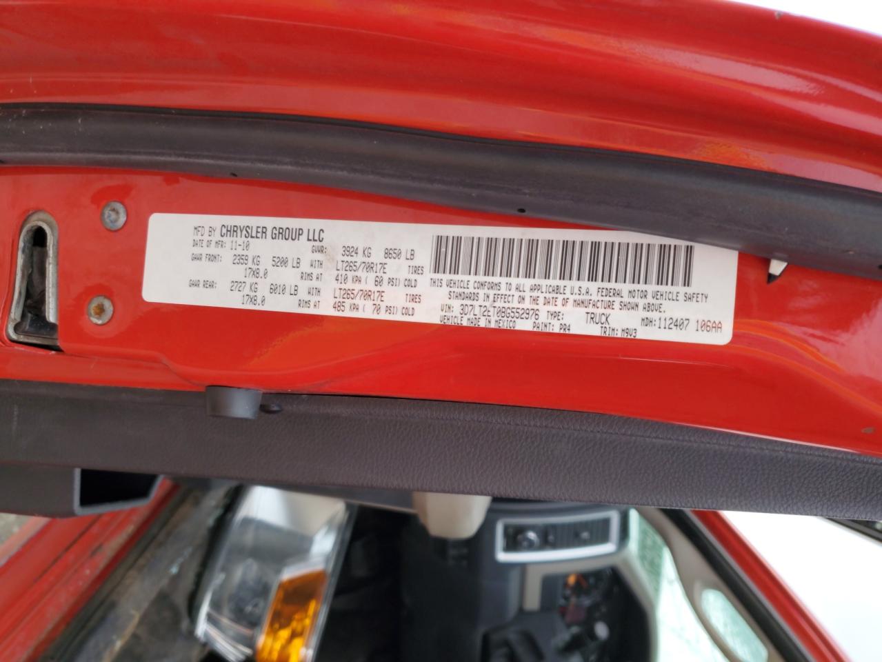 2011 Dodge Ram 2500 VIN: 3D7LT2ET0BG552976 Lot: 91629525